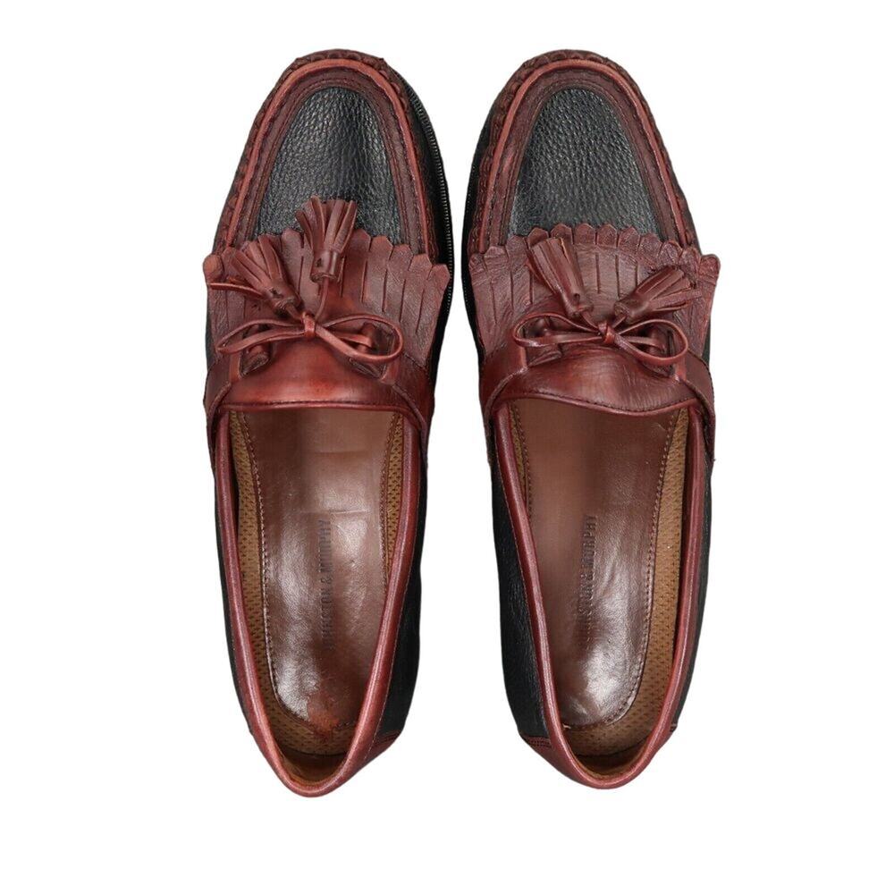 Johnston & Murphy Shoes Mens 10 Loafers Tassel Fringe Moccasin Leather Classic - Picture 6 of 13